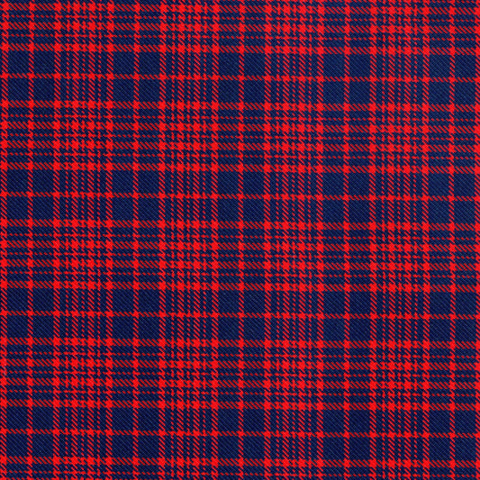 Tela diagonal de poliéster SchoolLine, rojo y azul marino a cuadros, ideal para uniformes escolares e institucionales