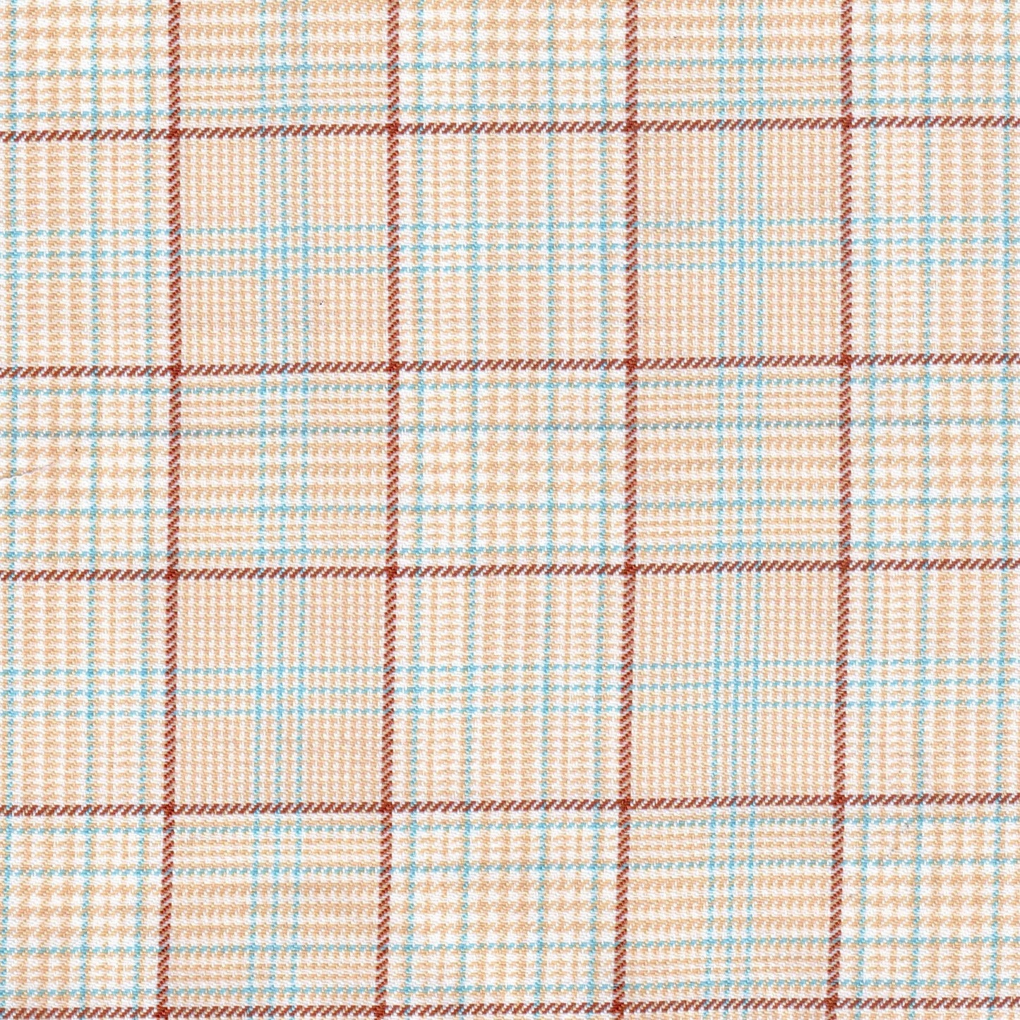 Tela de poliéster diagonal uniforme SchoolLine: beige claro con líneas marrón y azul.
