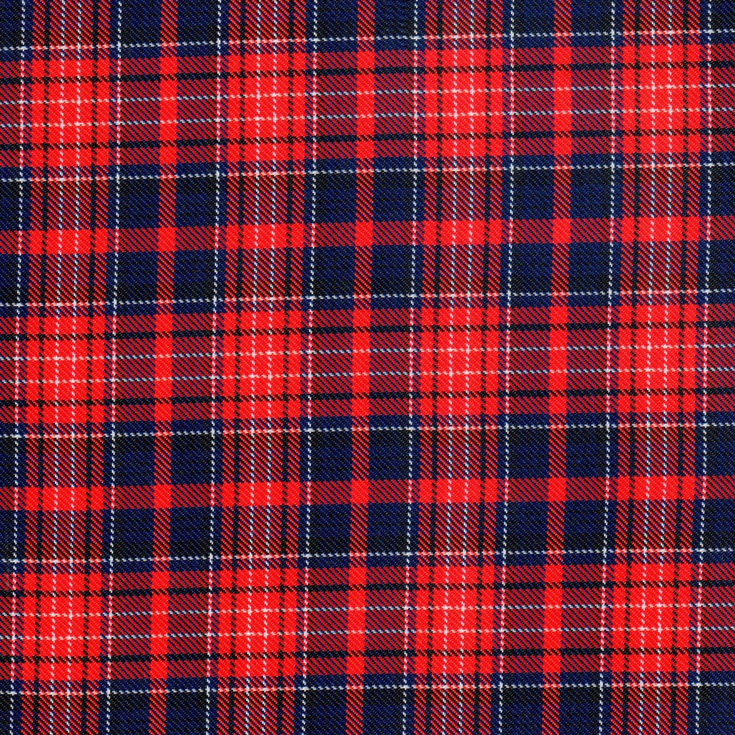 Tela diagonal de poliéster SchoolLine en rojo y azul a cuadros, ideal para uniformes escolares e institucionales