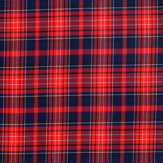 Tela diagonal de poliéster SchoolLine en rojo y azul a cuadros, ideal para uniformes escolares e institucionales