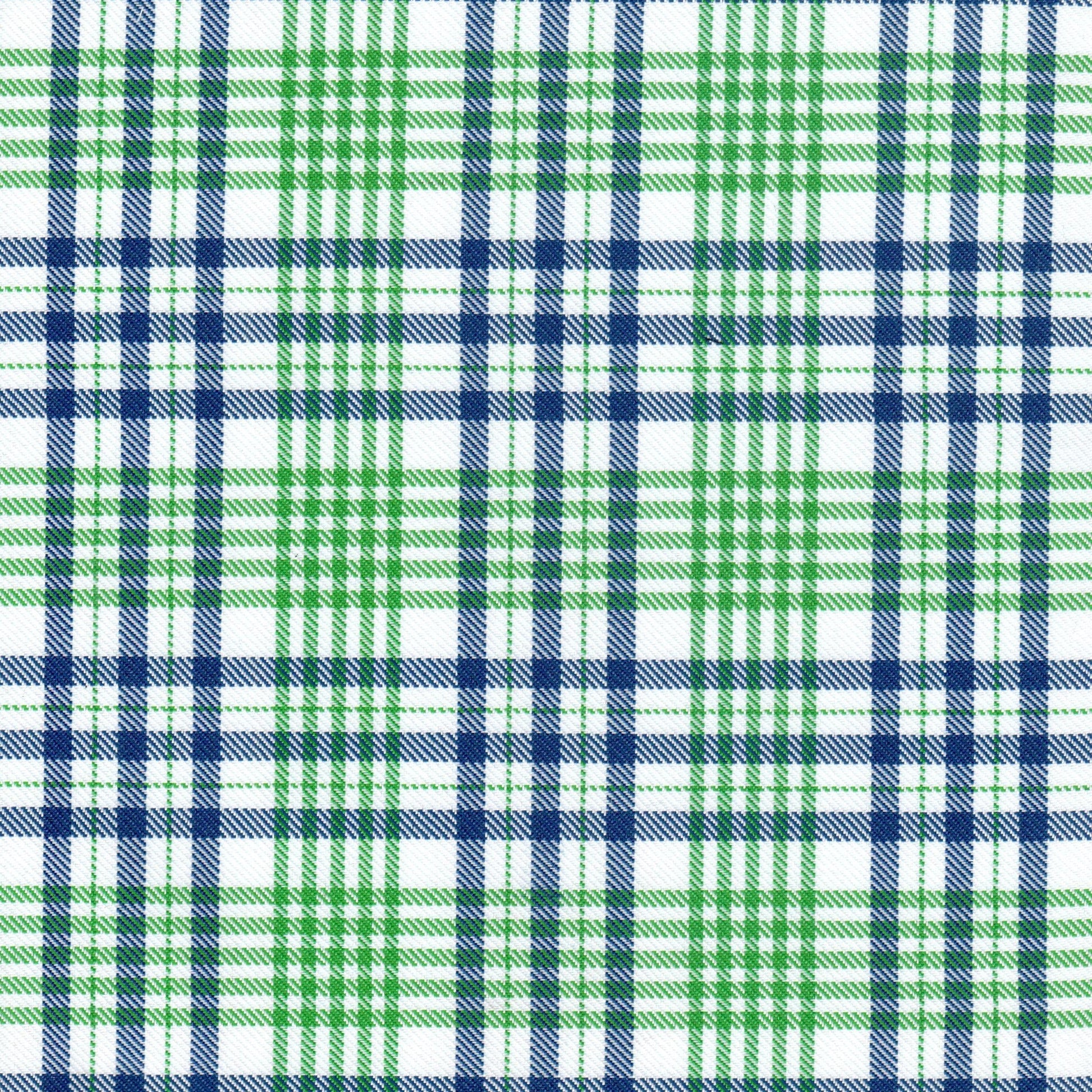 Tela diagonal de poliéster SchoolLine, azul y verde a cuadros, ideal para uniformes escolares y textiles institucionales.