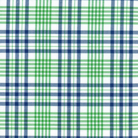 Tela diagonal de poliéster SchoolLine, azul y verde a cuadros, ideal para uniformes escolares y textiles institucionales.
