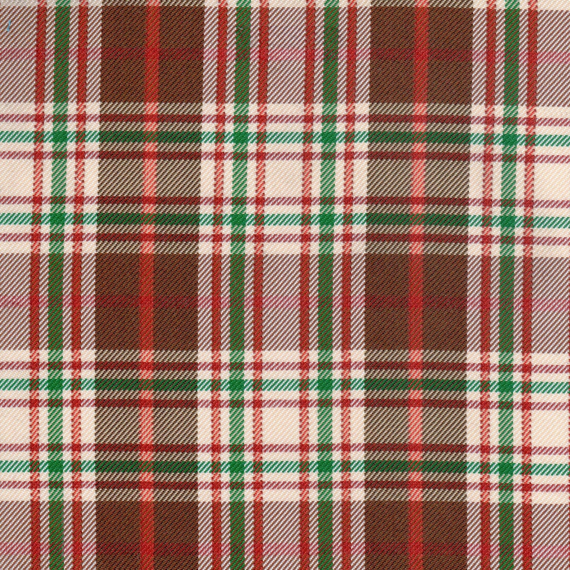 Tela poliéster diagonal SchoolLine, rojo, verde y crema; ideal para uniformes escolares e institucionales.