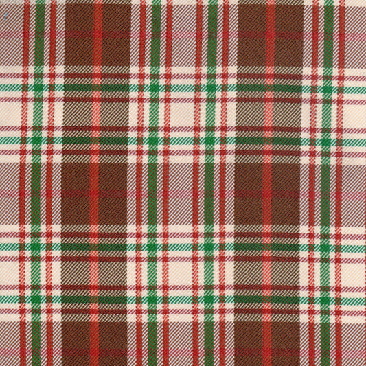 Tela poliéster diagonal SchoolLine, rojo, verde y crema; ideal para uniformes escolares e institucionales.