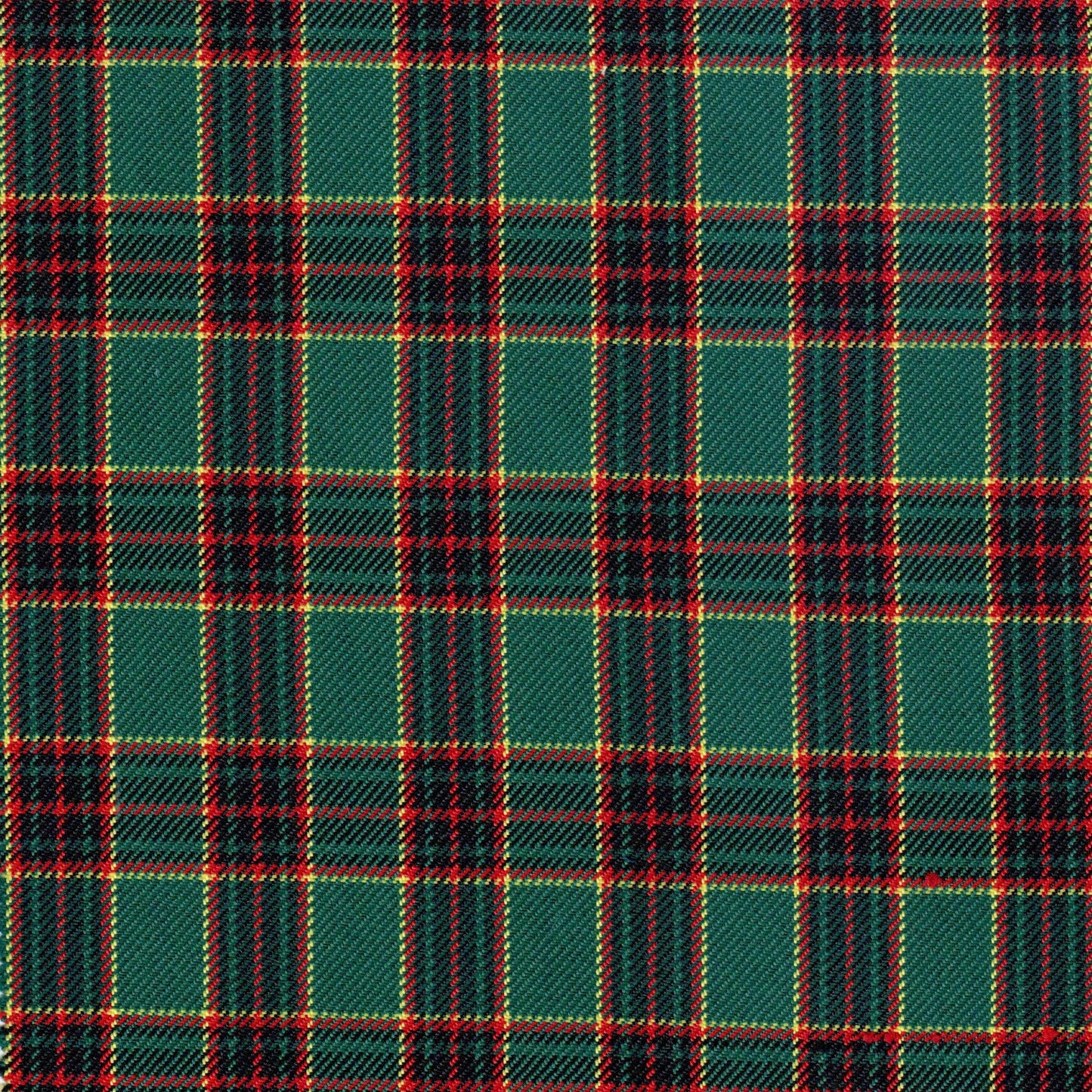 Tela diagonal de poliéster SchoolLine en cuadro tartán verde, rojo y amarillo; ideal para uniformes escolares e institucionales.