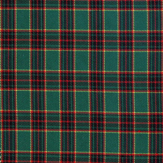 Tela diagonal de poliéster SchoolLine en cuadro tartán verde, rojo y amarillo; ideal para uniformes escolares e institucionales.