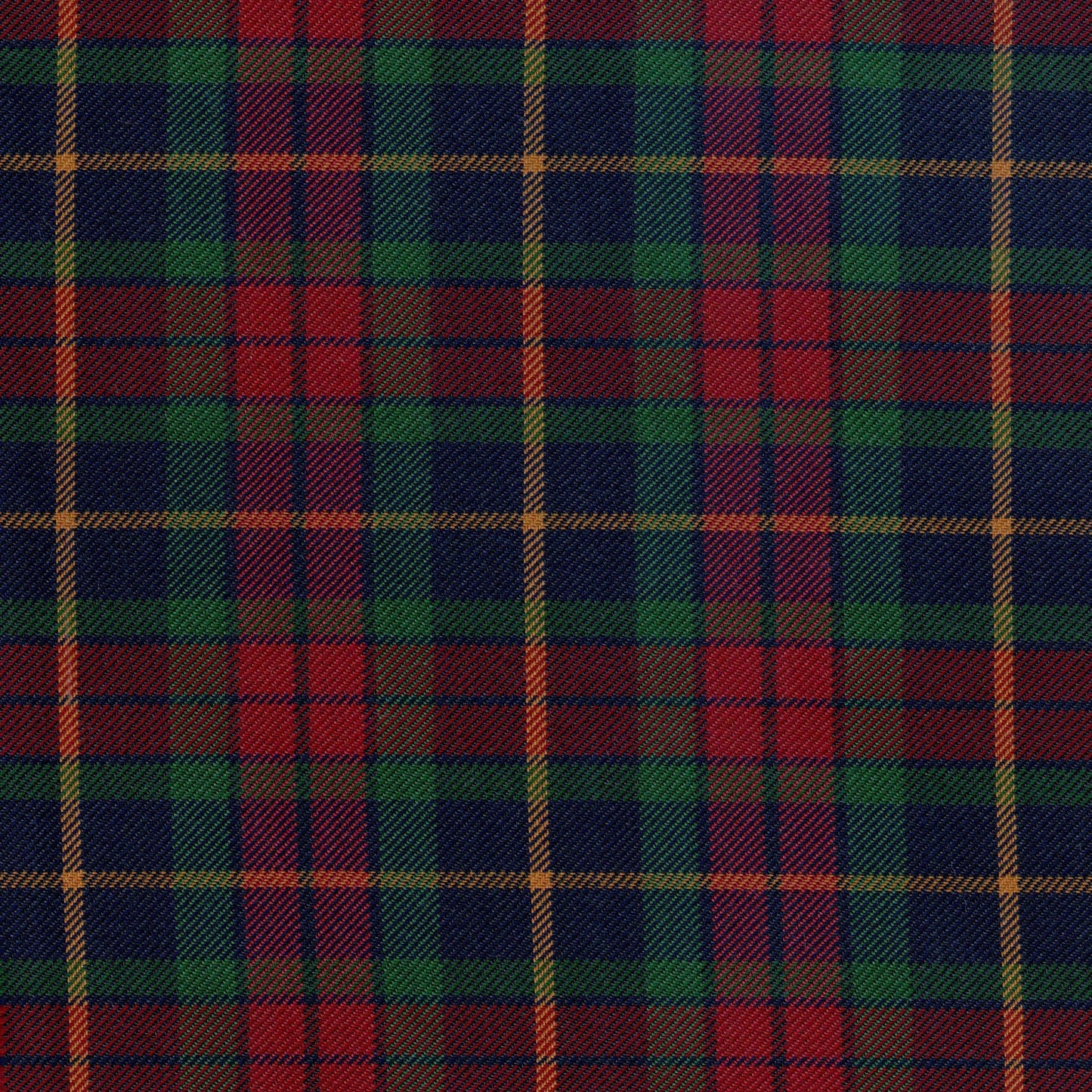 Tela diagonal de poliéster SchoolLine, motivo tartán rojo/verde/azul con líneas amarillas, ideal para uniformes escolares e institucionales.