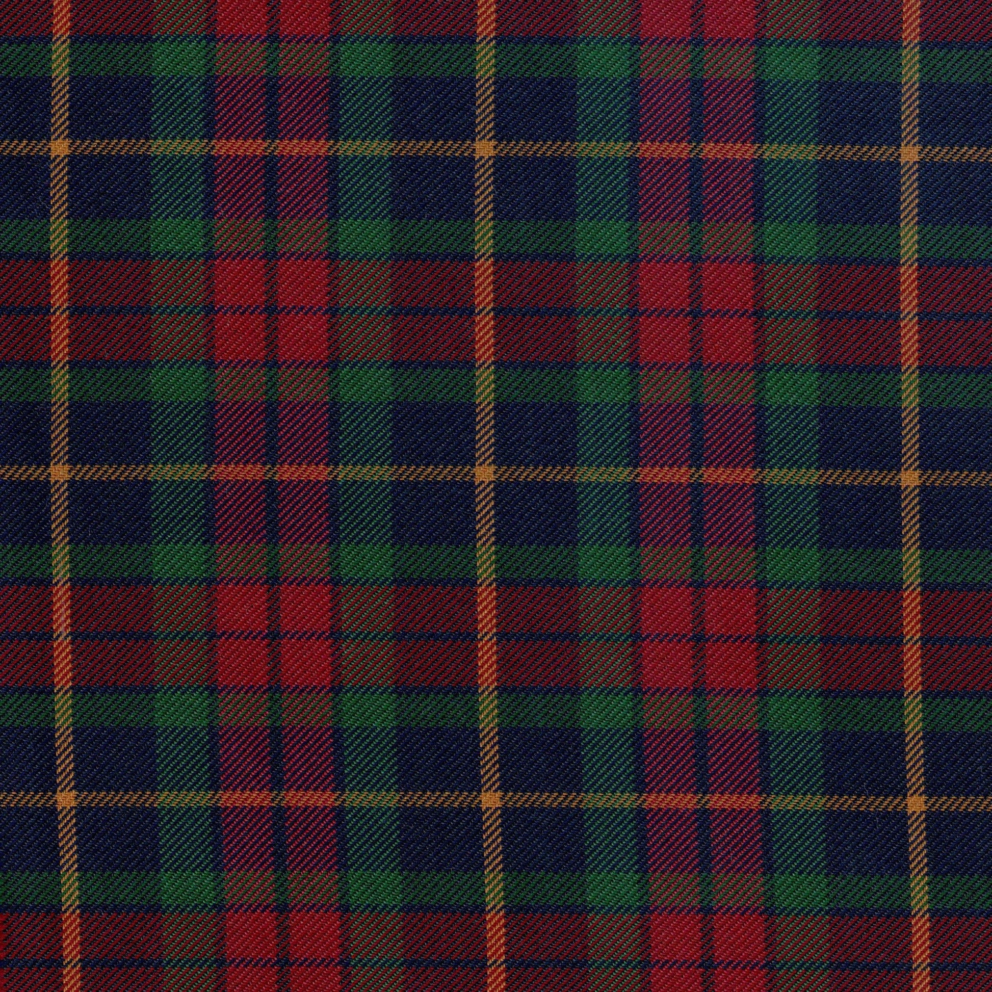 Tela diagonal de poliéster SchoolLine, motivo tartán rojo/verde/azul con líneas amarillas, ideal para uniformes escolares e institucionales.