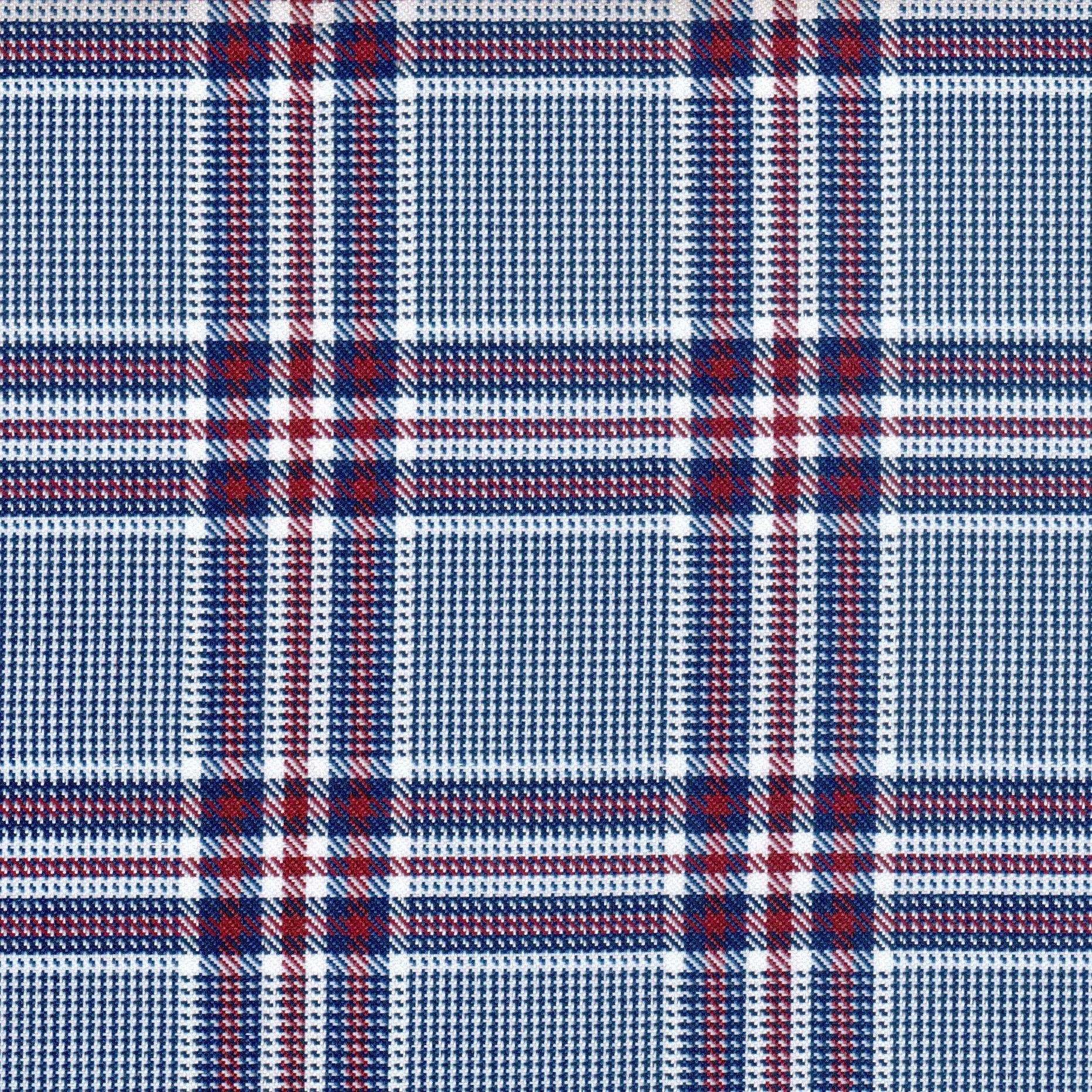 Tela diagonal de poliéster SchoolLine azul, rojo y blanco; ideal para uniformes escolares e institucionales.