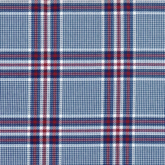 Tela diagonal de poliéster SchoolLine azul, rojo y blanco; ideal para uniformes escolares e institucionales.