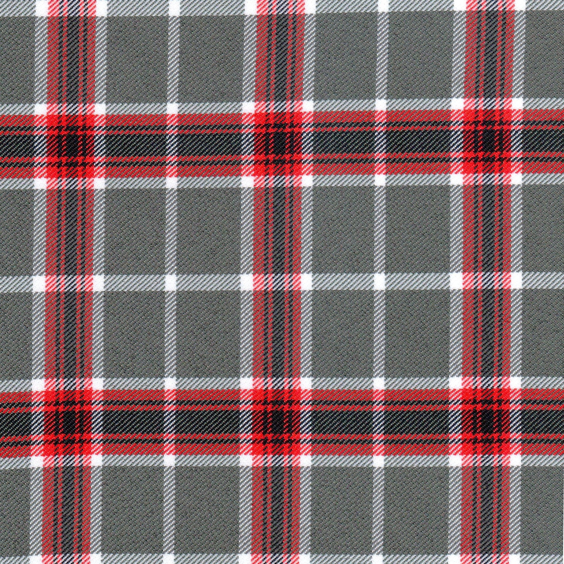 Tela 13003058 Poliéster diagonal en tartán gris, rojo y blanco; ideal para uniformes escolares SchoolLine