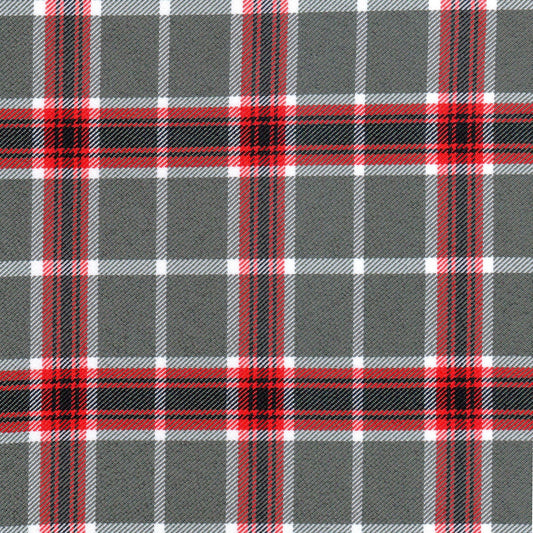 Tela 13003058 Poliéster diagonal en tartán gris, rojo y blanco; ideal para uniformes escolares SchoolLine