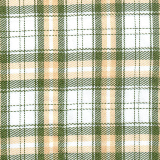 Tela diagonal de poliéster SchoolLine en cuadros verde, beige y blanco; ideal para uniformes escolares e institucionales.