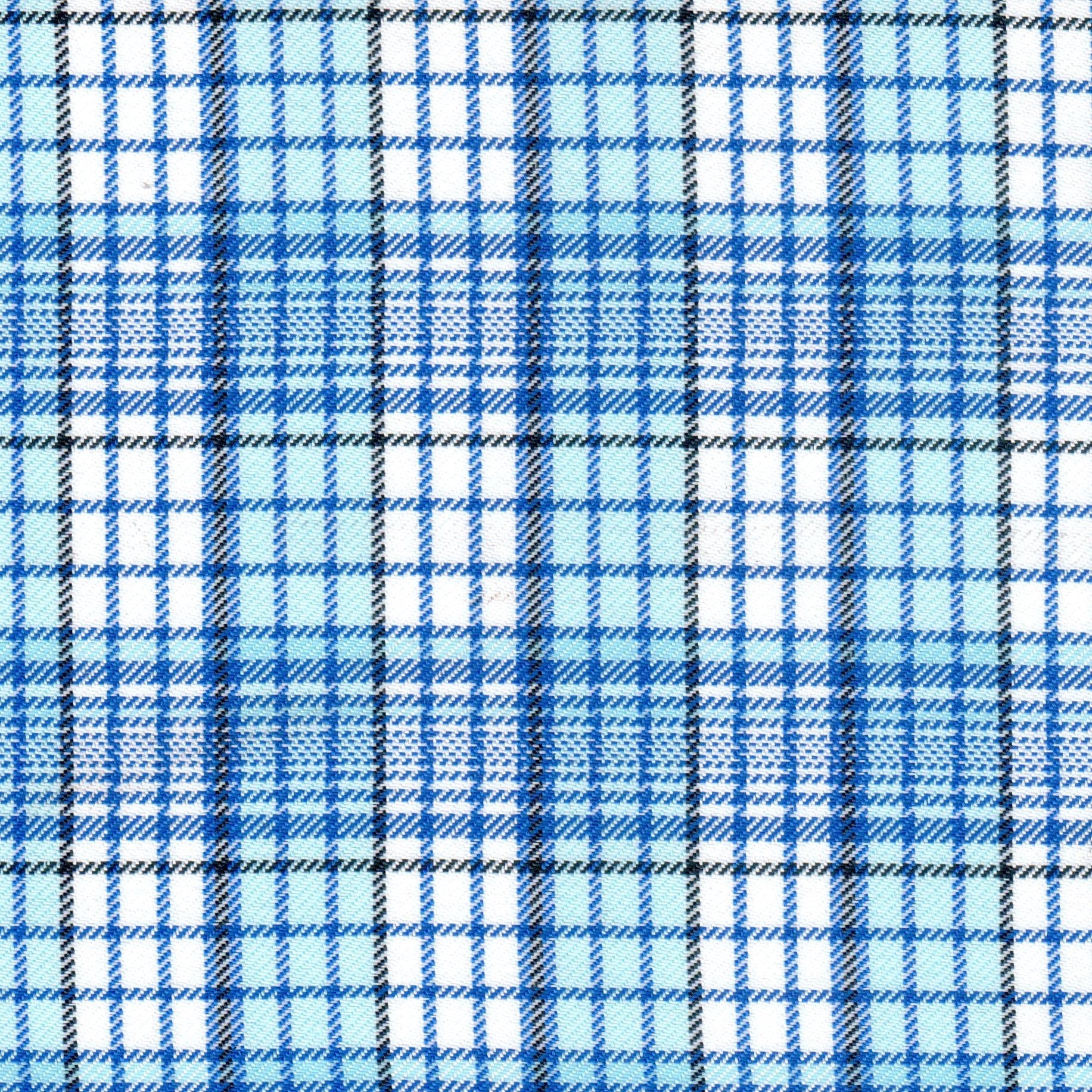 Tela diagonal de poliéster SchoolLine en azul claro y turquesa con blanco; ideal para uniformes escolares e institucionales.