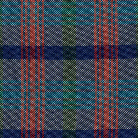 Tela 13003070 poliéster diagonal SchoolLine; tartán azul, verde y rojo para uniformes escolares.