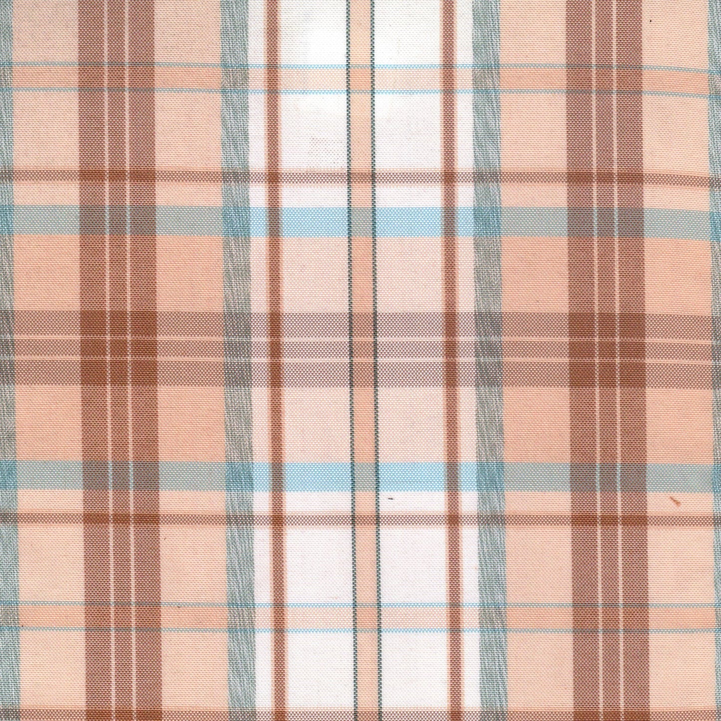 Tela moline de poliéster SchoolLine color melocotón con cuadro azul-beige, ideal para uniformes escolares.