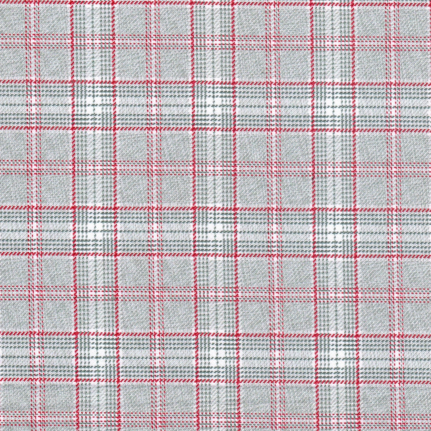Tela poliéster diagonal SchoolLine, plaid gris con líneas rojas, ideal para uniformes escolares e institucionales