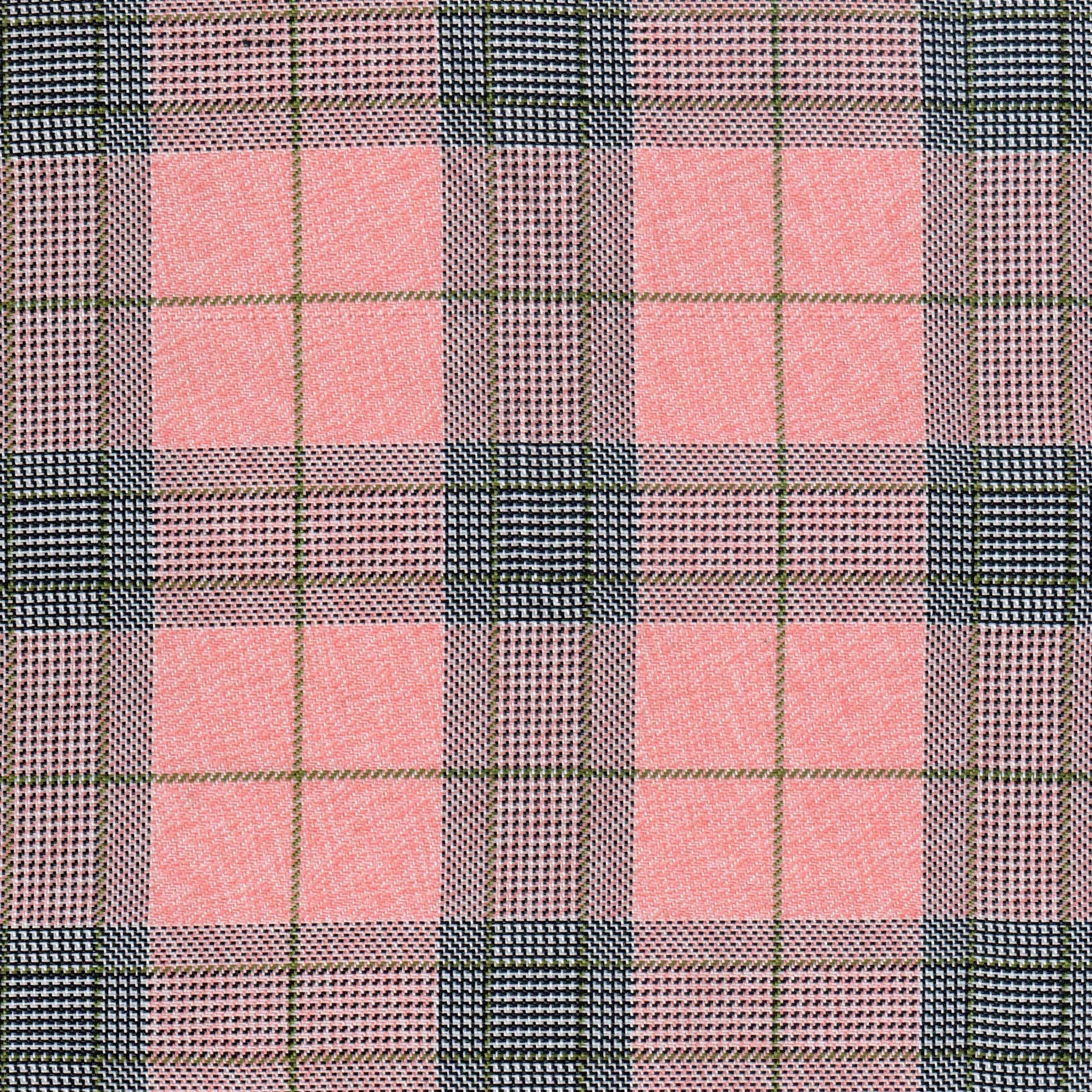 Tela de poliéster diagonal SchoolLine rosa con cuadros negro, ideal para uniformes escolares.