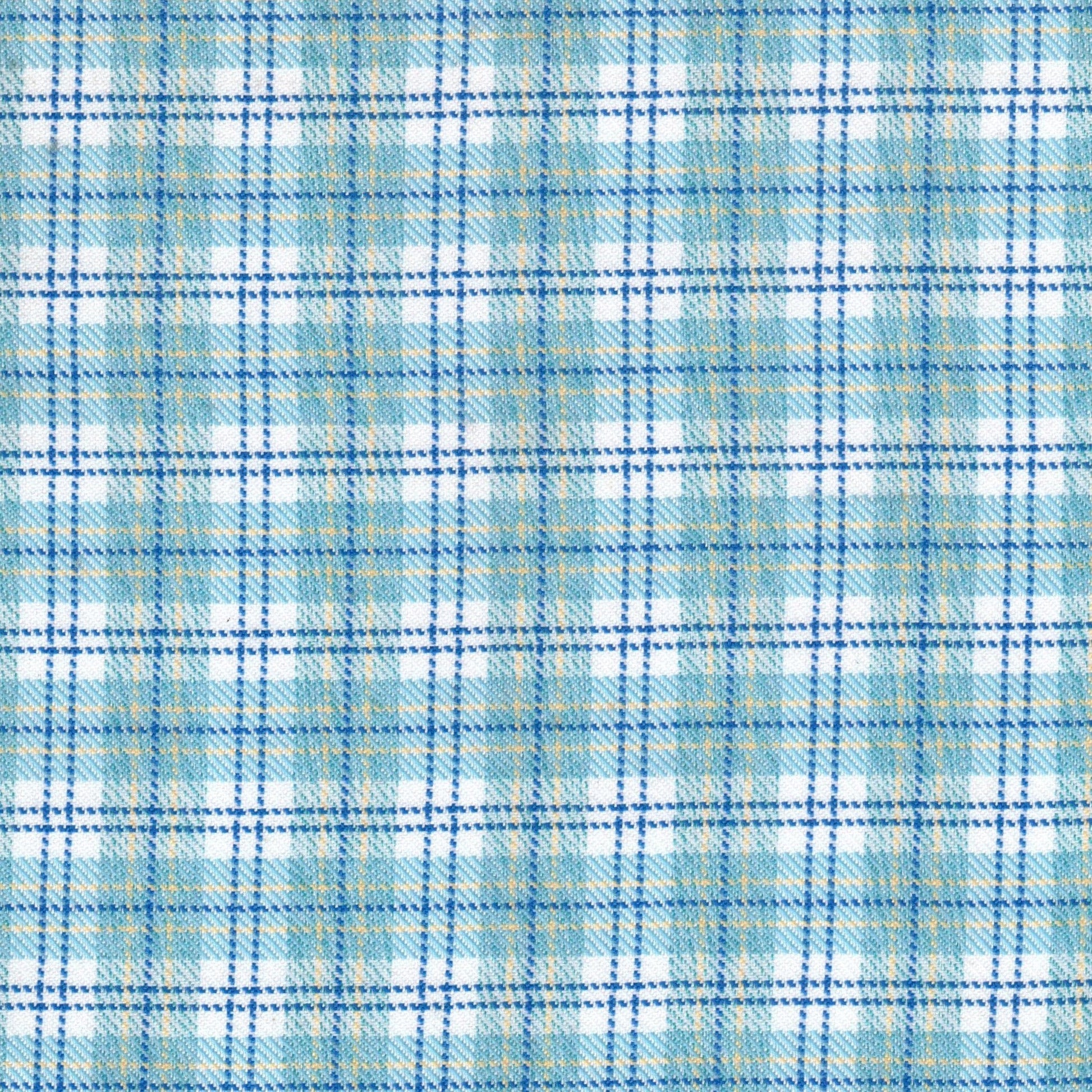 Tela diagonal de poliéster SchoolLine en azul, blanco y beige con cuadros, ideal para uniformes escolares e institucionales