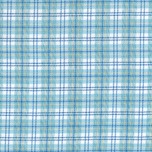 Tela diagonal de poliéster SchoolLine en azul, blanco y beige con cuadros, ideal para uniformes escolares e institucionales