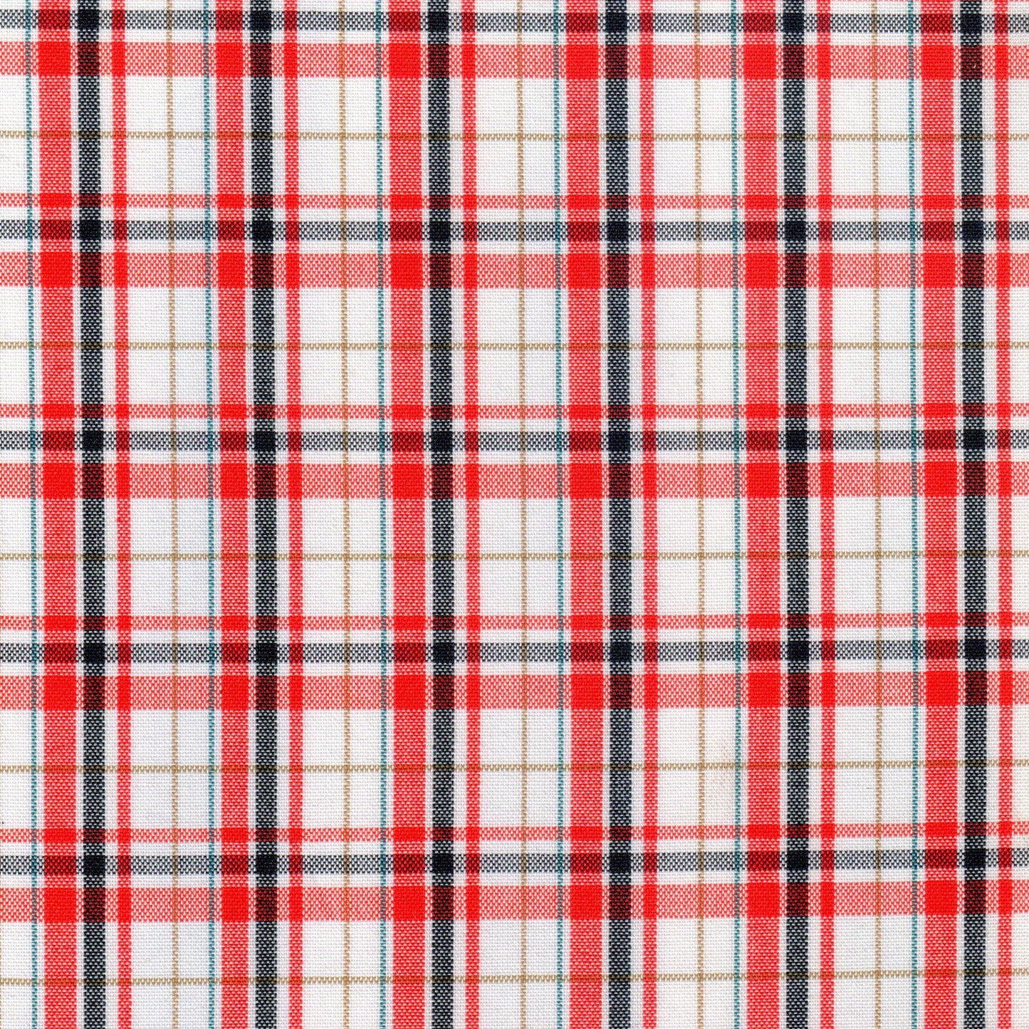 Tela Dacron especial School Line: cuadros escoceses rojos con negro y beige, ideal para uniformes escolares e institucionales