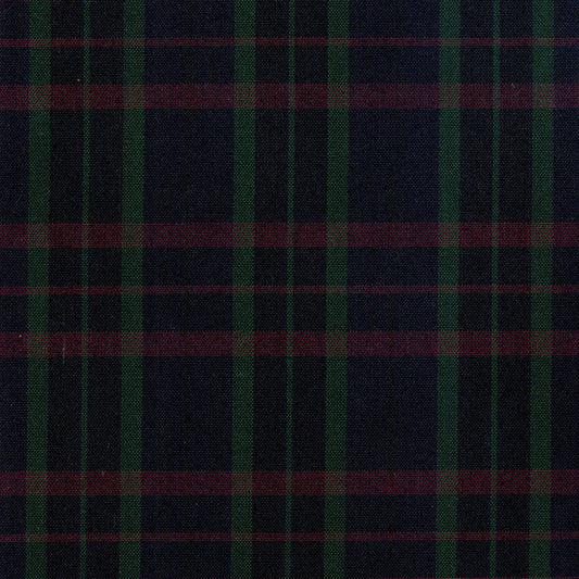 Tela 13012003 Dacron especial de SchoolLine: tela a cuadros marino con rayas verde y rojo, perfecta para uniformes escolares e institucionales.