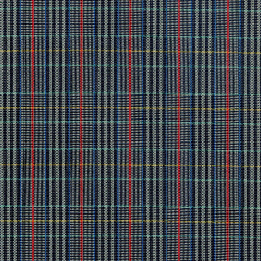 Tela SchoolLine 13012007 Dacron especial; poliéster a cuadros plaid azul marino/gris con líneas rojas y amarillas, para uniformes escolares.