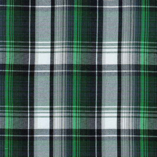 Tela Dacron especial SchoolLine 13012008, diseño tartán verde negro gris, ideal para uniformes escolares e institucionales.