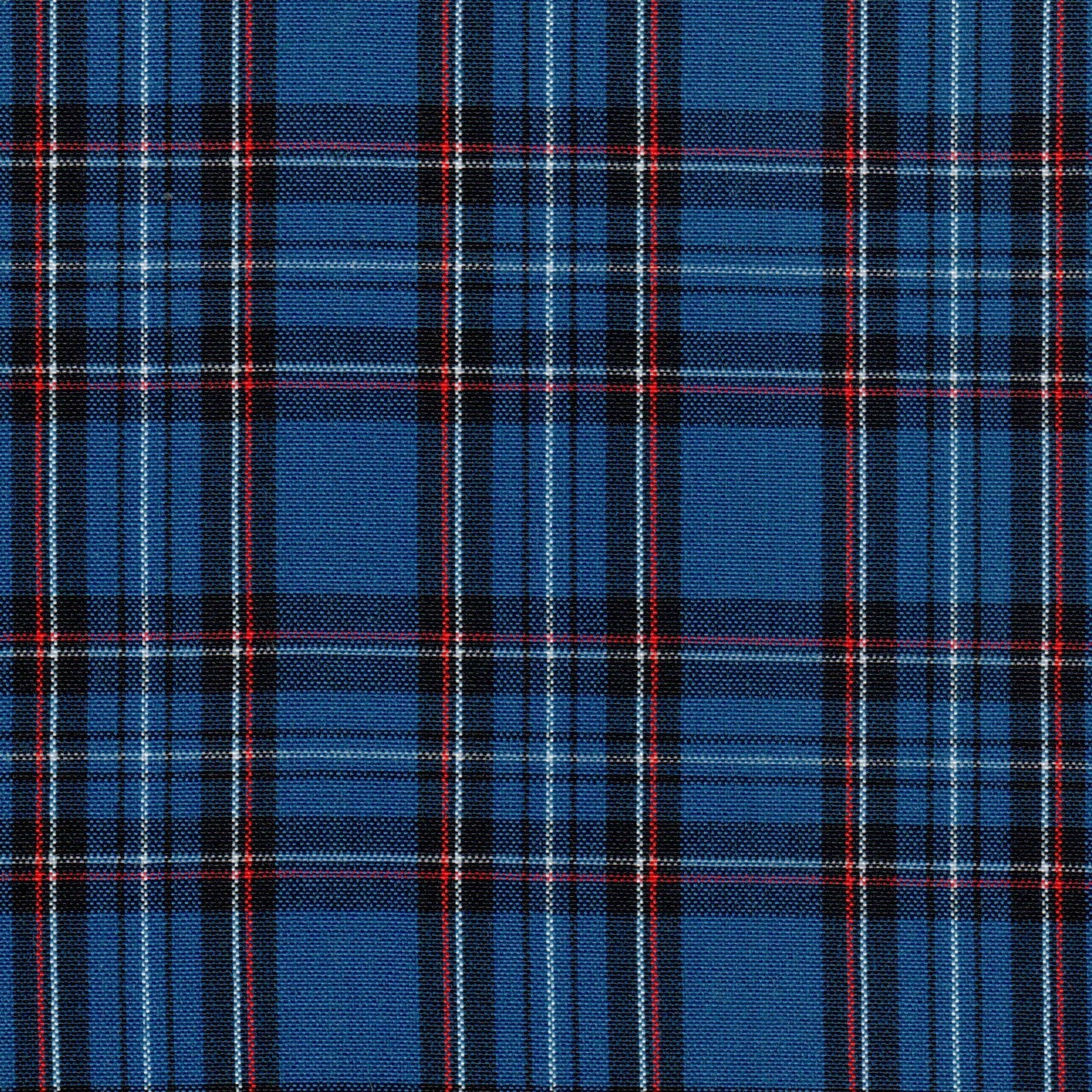 Tela SchoolLine 13012009 Dacron especial: tartán azul con líneas rojas y blancas, poliéster para uniformes escolares e institucionales