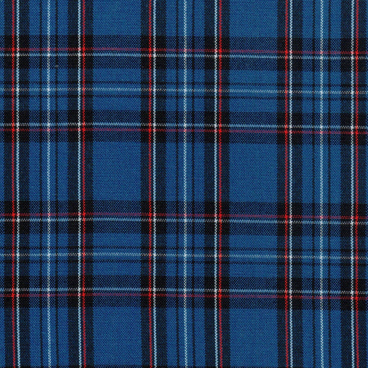Tela SchoolLine 13012009 Dacron especial: tartán azul con líneas rojas y blancas, poliéster para uniformes escolares e institucionales