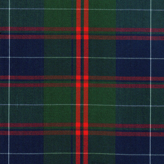 Tela Dacron especial SchoolLine azul marino con diseño tartán verde y rojo; perfecta para uniformes escolares e institucionales.