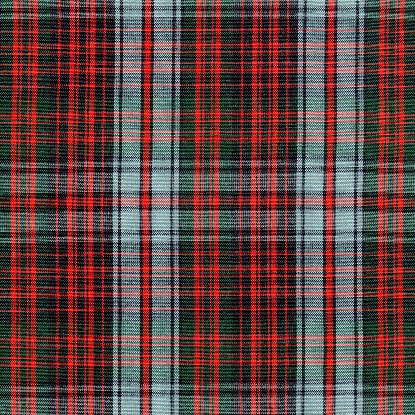 Tela escocés tartán Dacron SchoolLine en rojo, verde y negro, ideal para uniformes escolares e institucionales.