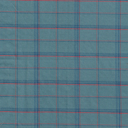 Tela 13012028 Dacron especial SchoolLine en azul y rojo a cuadros; ideal para uniformes escolares e institucionales.