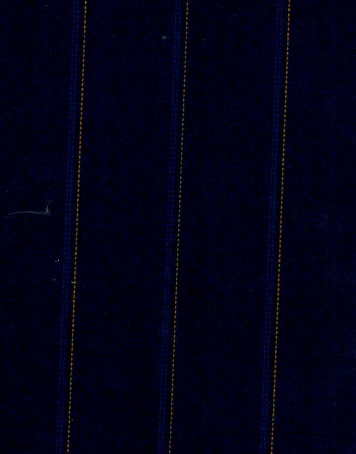 Tela 13012033 Dacron especial School Line, poliéster mezcla, azul marino con franjas azules y doradas; ideal para uniformes escolares e institucionales.