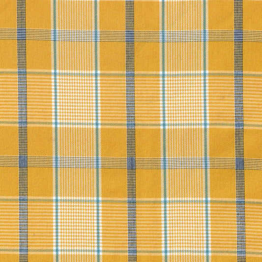 Tela Dacron especial SchoolLine, poliéster en tartán amarillo con cuadros azul/blanco, ideal para uniformes escolares e institucionales