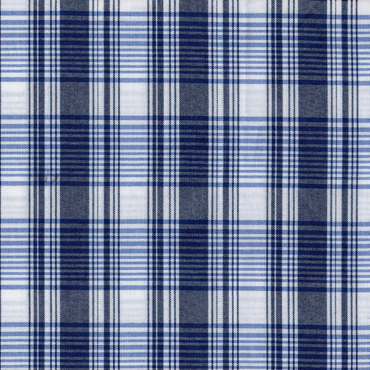 Tela SchoolLine 13012039, dacrón especial de cuadros azul marino y blanco, ideal para uniformes escolares e institucionales.