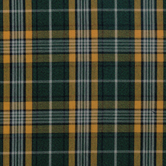 Tela moline Dacron verde de SchoolLine con cuadros verde y amarillo, ideal para uniformes escolares e institucionales.