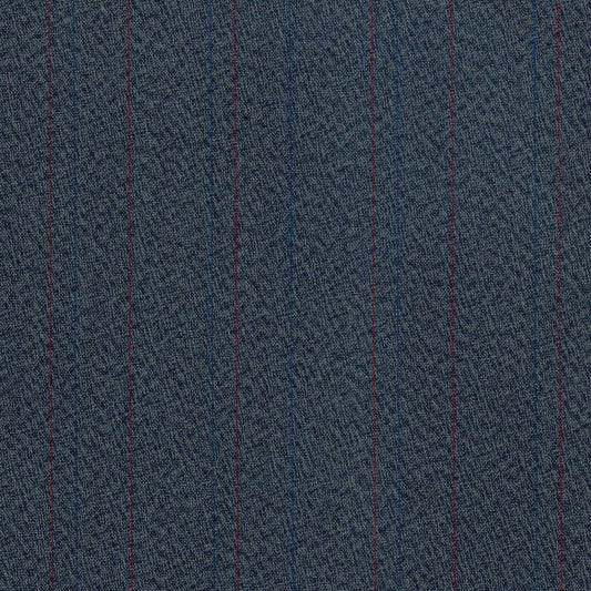Tela azul marino con rayas verticales rojas finas, texturizada; ideal para uniformes escolares e institucionales, SchoolLine