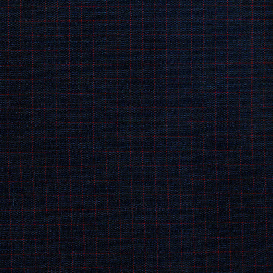 Tela 13013087 Dacron SchoolLine, azul marino con cuadritos rojos; tela para uniformes escolares e institucionales.