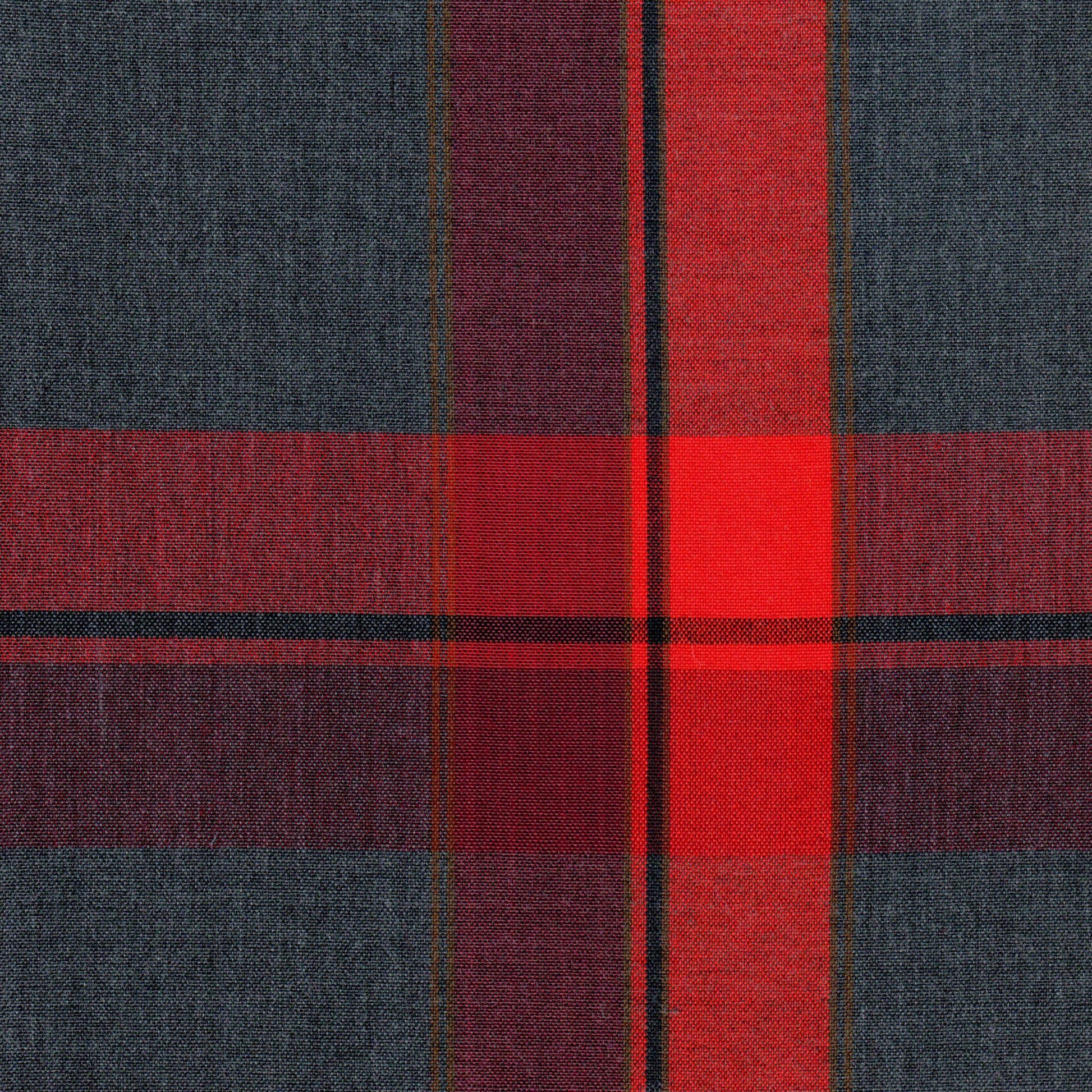 Tela Dacron 13014001 de SchoolLine, tela jaspeada a cuadros navy y rojo para uniformes escolares.