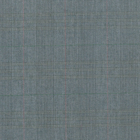 Tela 13014004 Dacron jaspeada gris azulado con líneas rojas; ideal para uniformes escolares e institucionales, SchoolLine.