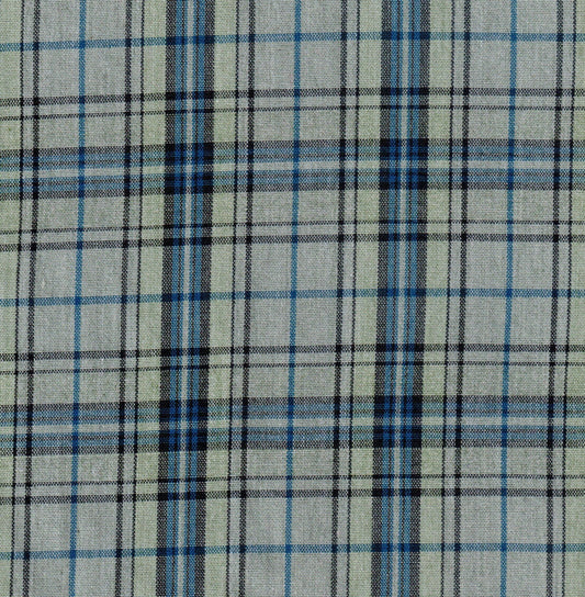 Tela SchoolLine 13014007 Dacron beis con cuadros beige, azul y negro; perfecta para uniformes escolares e institucionales.