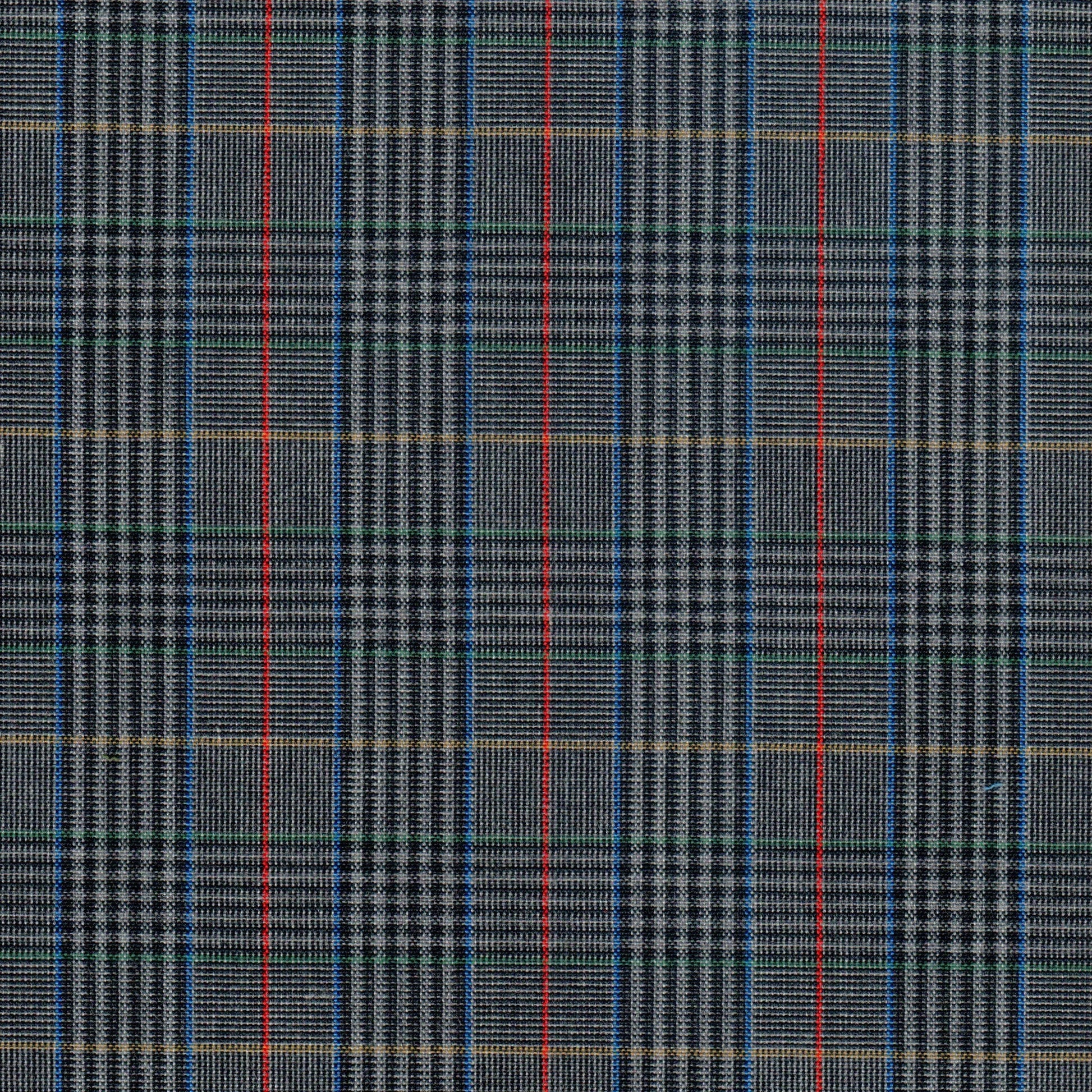 Tela SchoolLine Dacron uniforme jaspeado azul marino y gris, estampado plaid para uniformes escolares.