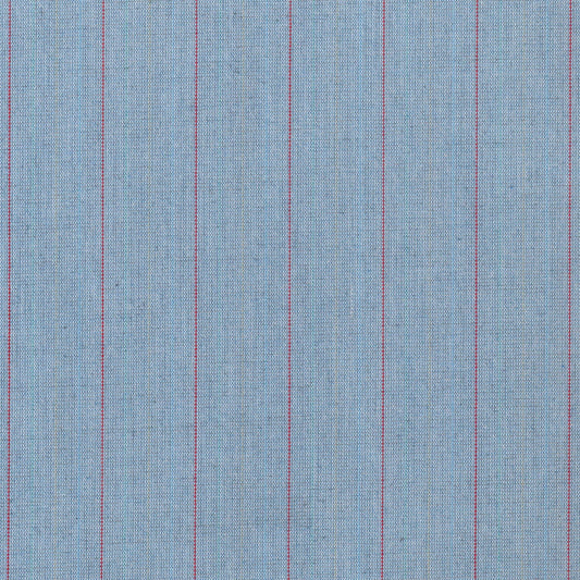 Tela 13014013 Dacron azul claro jaspeado con rayas rojas, de SchoolLine para uniformes escolares e institucionales.