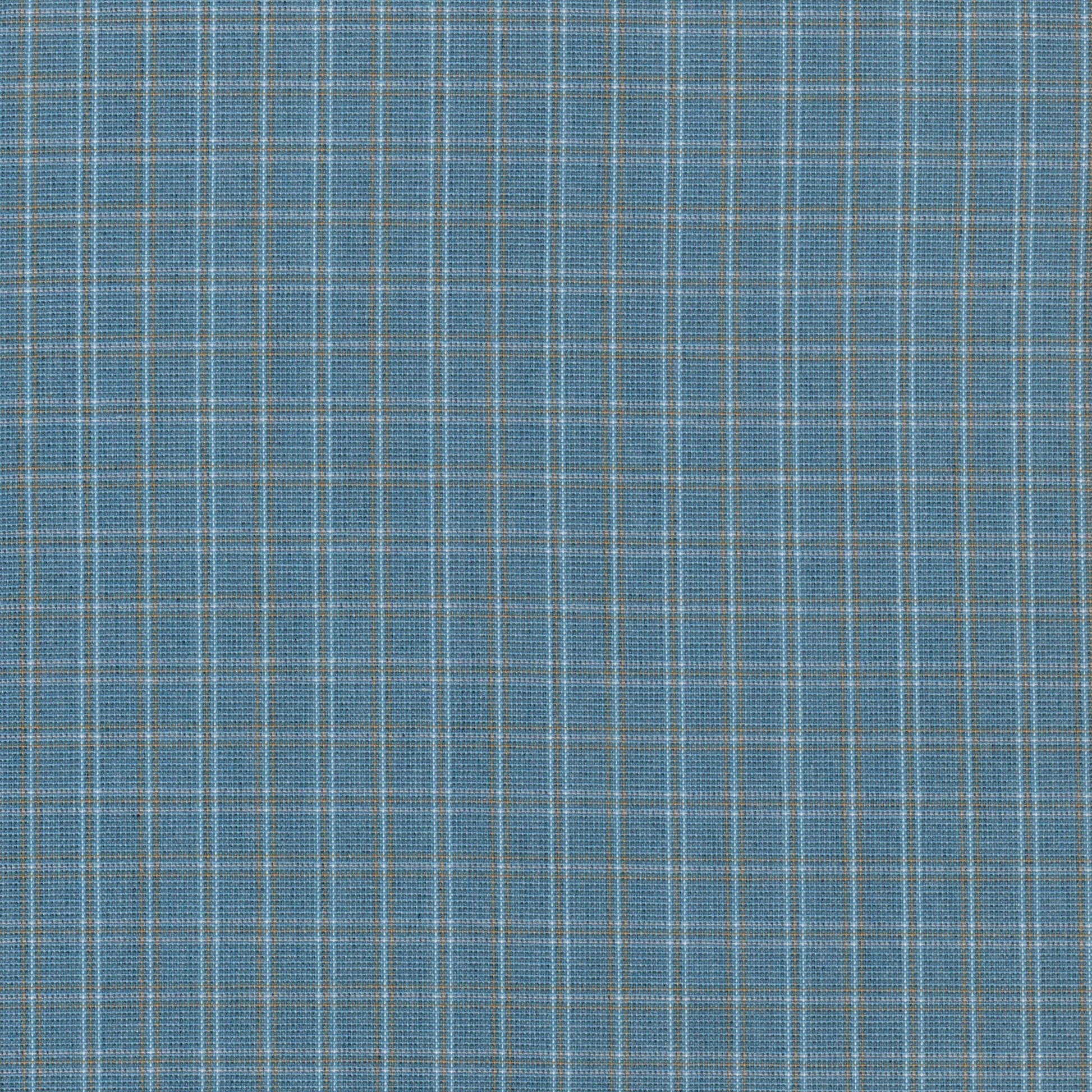 Tela Dacron azul jaspeado con cuadritos beige; SchoolLine para uniformes escolares e institucionales.