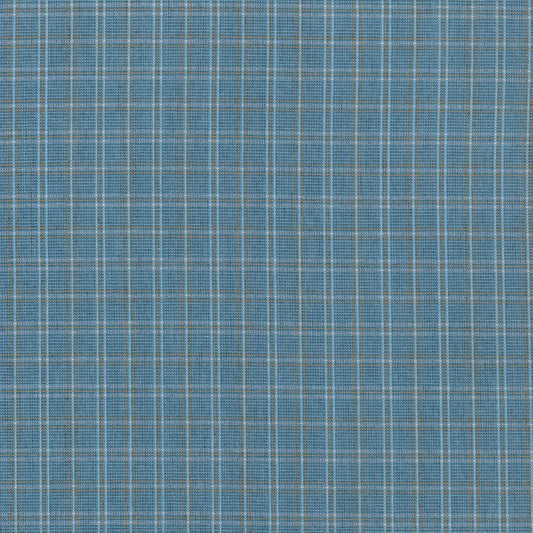 Tela Dacron azul jaspeado con cuadritos beige; SchoolLine para uniformes escolares e institucionales.