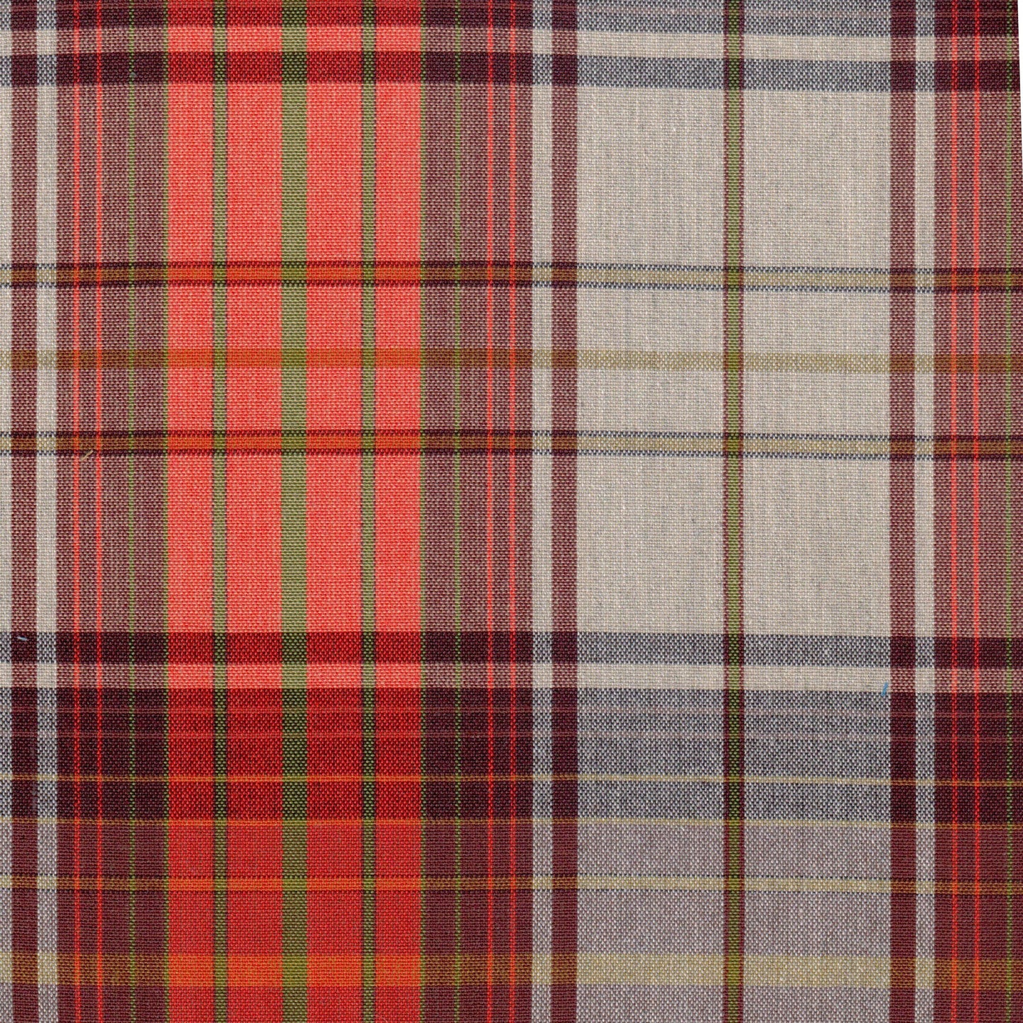 Tela Dacron uniforme jaspeado SchoolLine en rojo intenso y beige, tela a cuadros para uniformes escolares e institucionales.