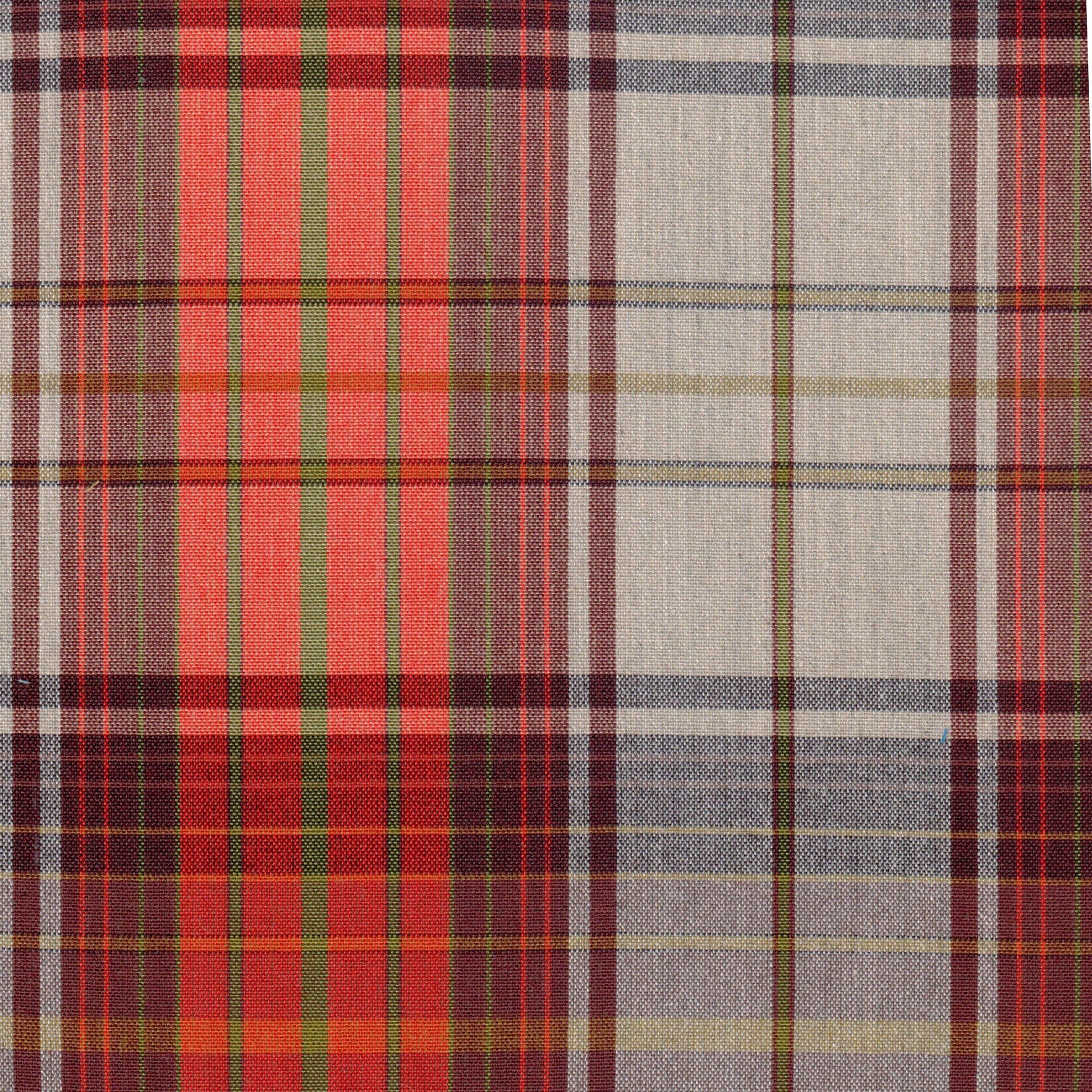 Tela Dacron uniforme jaspeado SchoolLine en rojo intenso y beige, tela a cuadros para uniformes escolares e institucionales.