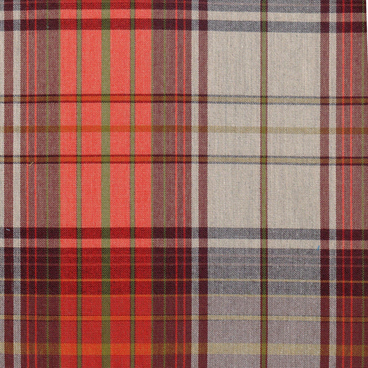 Tela Dacron uniforme jaspeado SchoolLine en rojo intenso y beige, tela a cuadros para uniformes escolares e institucionales.