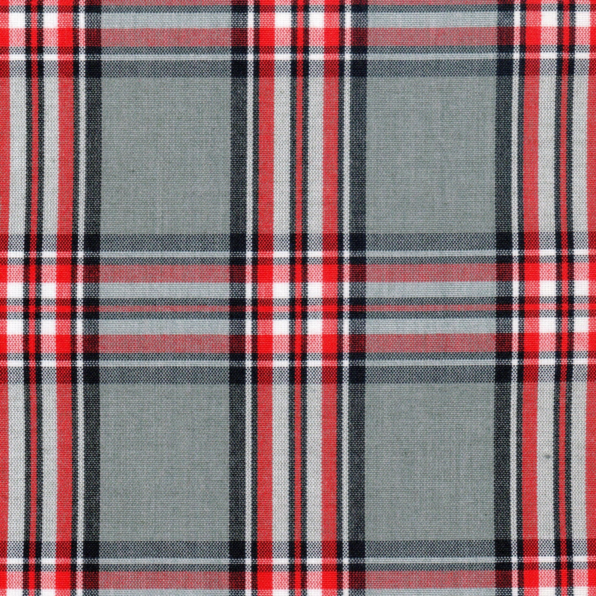 Tela jaspeada Dacron tipo tartán en rojo, gris y negro para uniformes escolares SchoolLine
